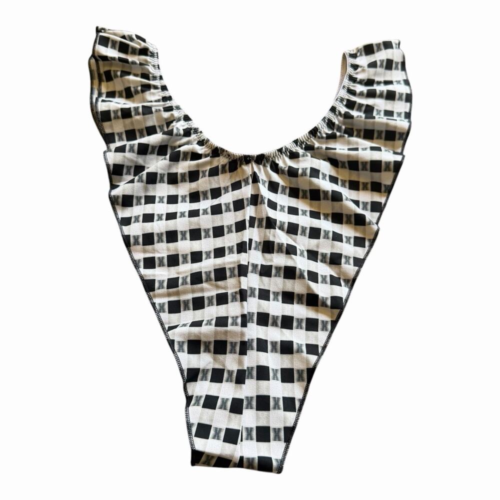 Savage X Fenty Gingham Ruffle Panty Size Medium NWT Black White Rihanna - Picture 7 of 15